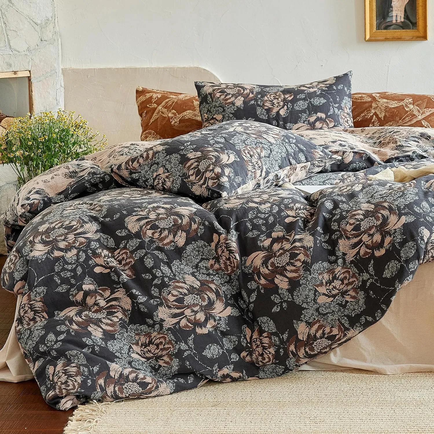 100% Cotton Duvet Cover Set Yarn-Dyed Jacquard Textured 3PCS