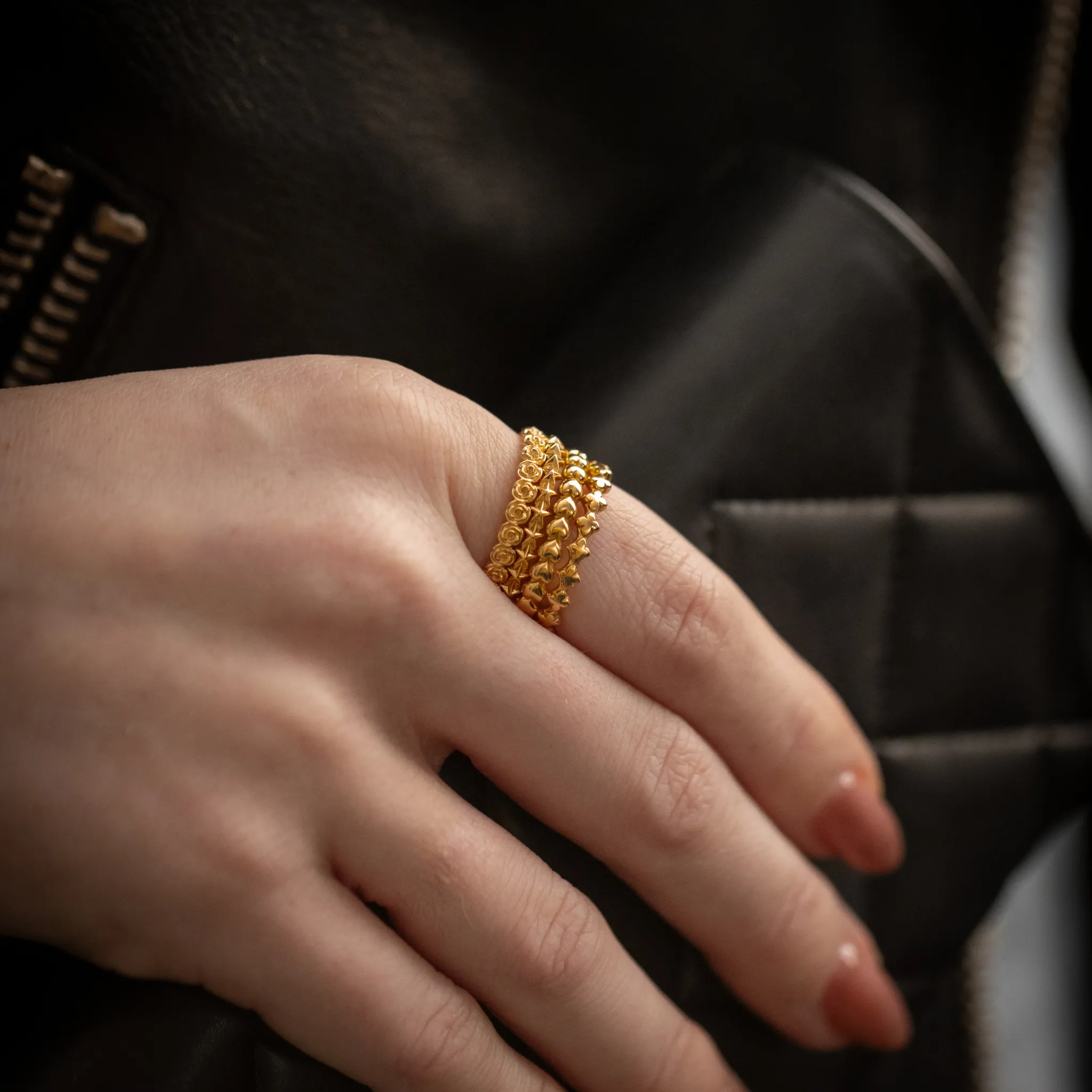 10K Gold Super Micro Star Stackable Ring