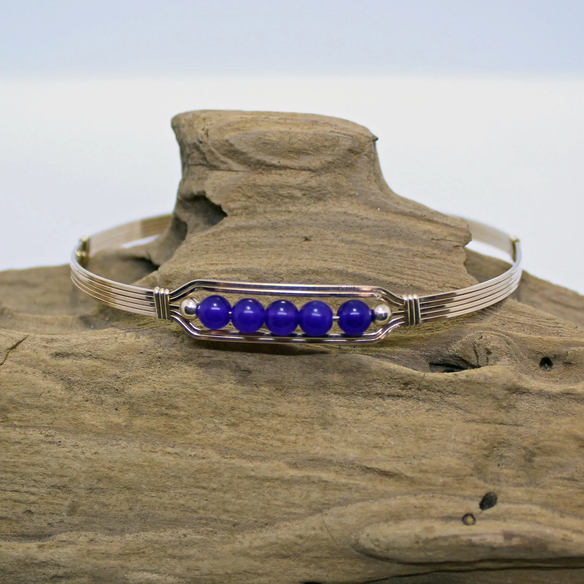 5 Little Beads Amethyst Beads Gold Filled Wire Wrapped Bracelet