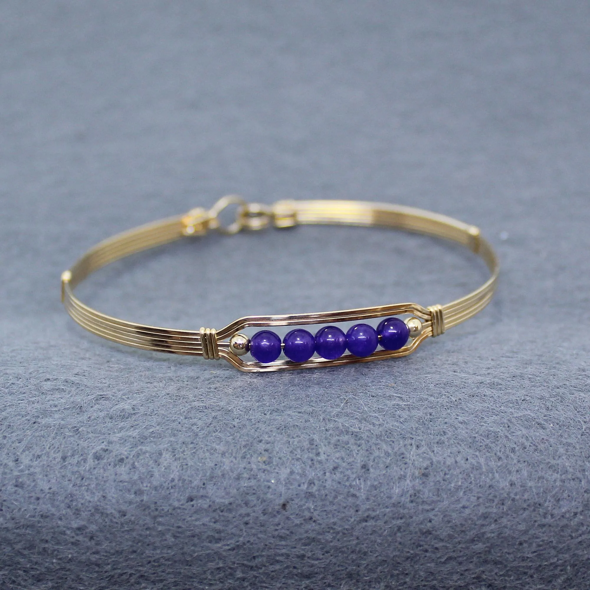 5 Little Beads Amethyst Beads Gold Filled Wire Wrapped Bracelet