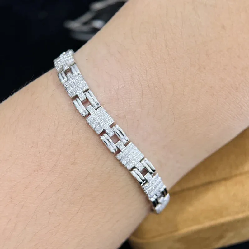925 Sterling Silver Chain Bracelet for Women – AAA Cubic Zirconia Plant Design, Romantic Jewelry