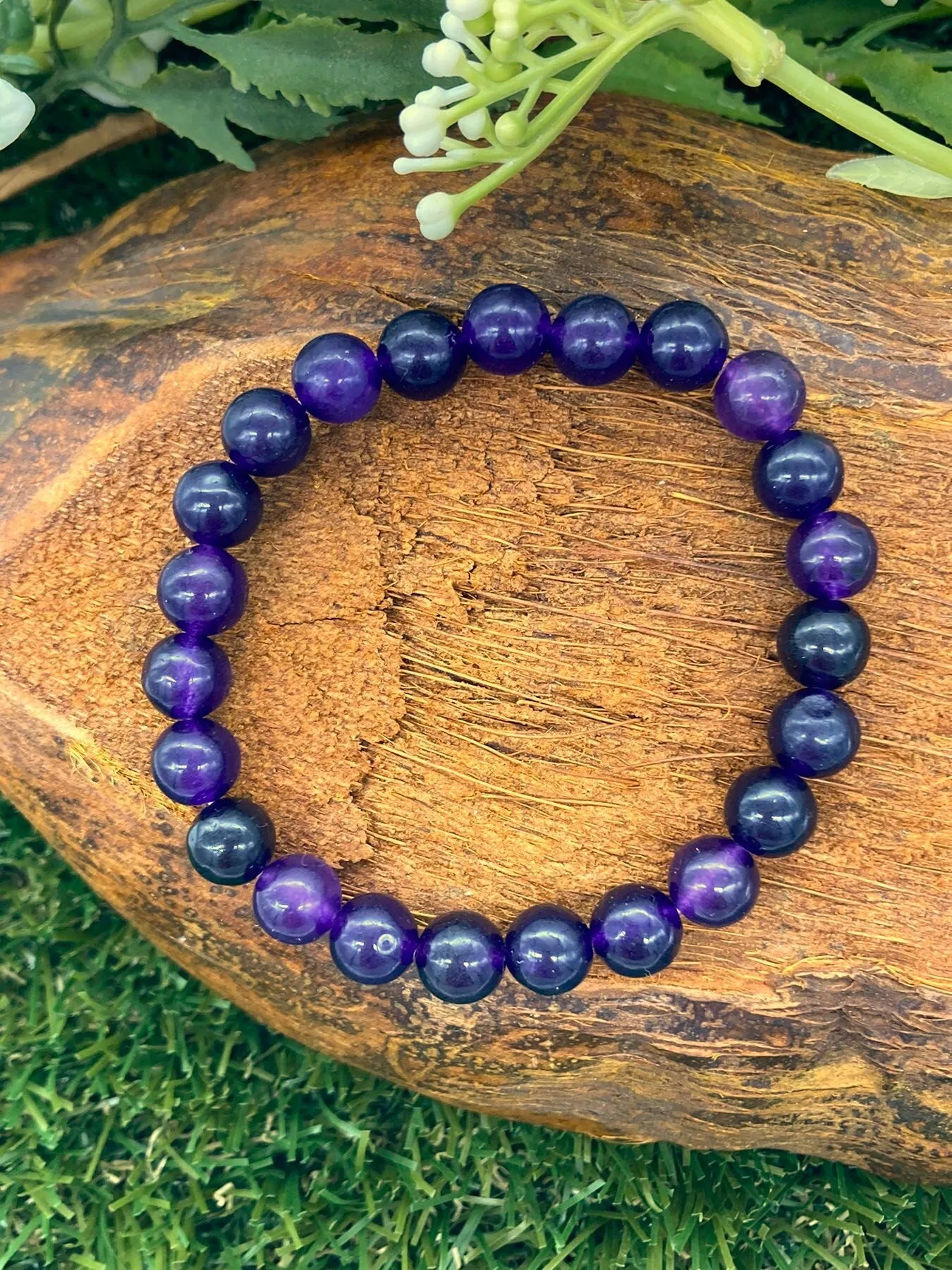 Amethyst Natural Crystal 8MM Beads Bracelets, Wrist Gemstone Bracelet, Strechy Bracelet, Beaded Bracelet, Hand Made Gift, Crystal Bracelet
