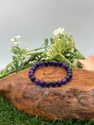 Amethyst Natural Crystal 8MM Beads Bracelets, Wrist Gemstone Bracelet, Strechy Bracelet, Beaded Bracelet, Hand Made Gift, Crystal Bracelet