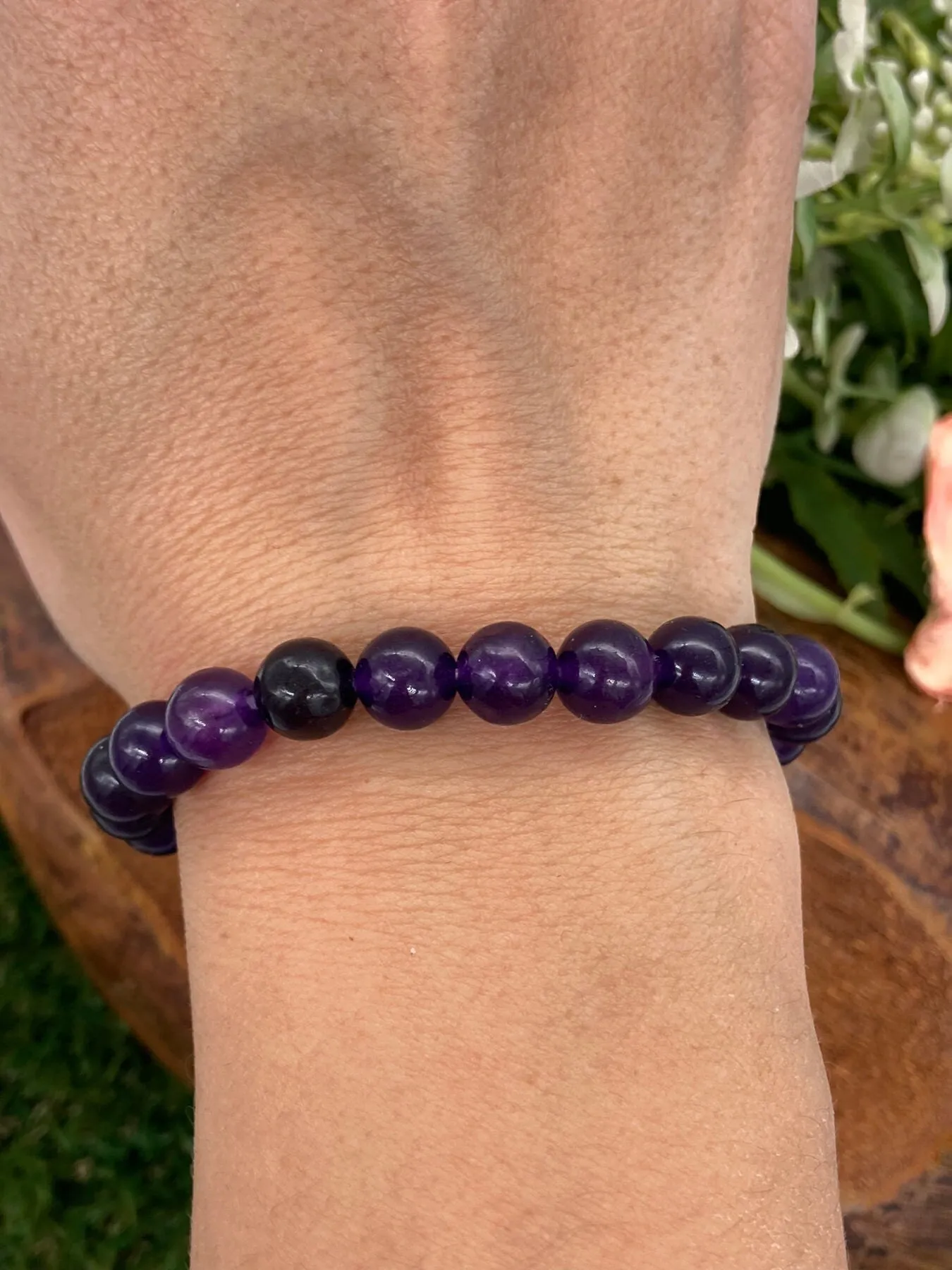 Amethyst Natural Crystal 8MM Beads Bracelets, Wrist Gemstone Bracelet, Strechy Bracelet, Beaded Bracelet, Hand Made Gift, Crystal Bracelet