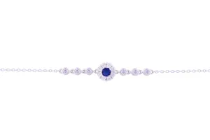 Asfour Crystal Chain Bracelet Inlaid With Blue Zircon Stone In 925 Sterling Silver-BR0563-WB