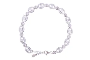 Asfour Crystal Halo Bracelet With Oval Design Inlaid With Zircon In 925 Sterling Silver-BR0555