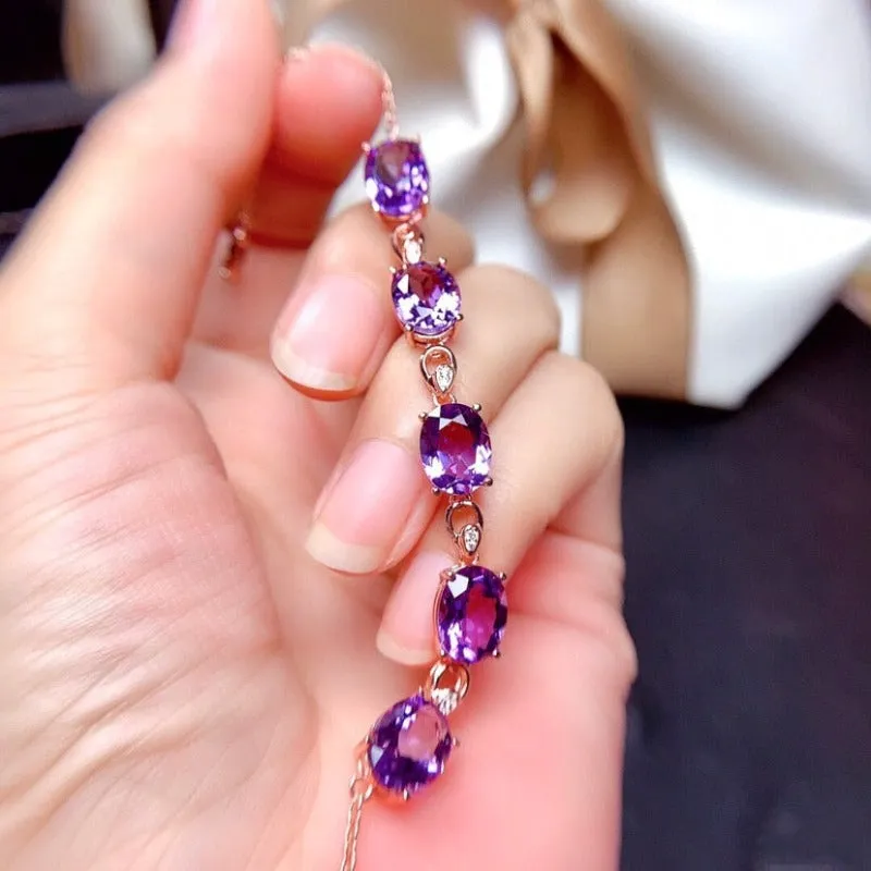 Charm Amethyst Purple Gemstone Bracelet For Women Jewelry