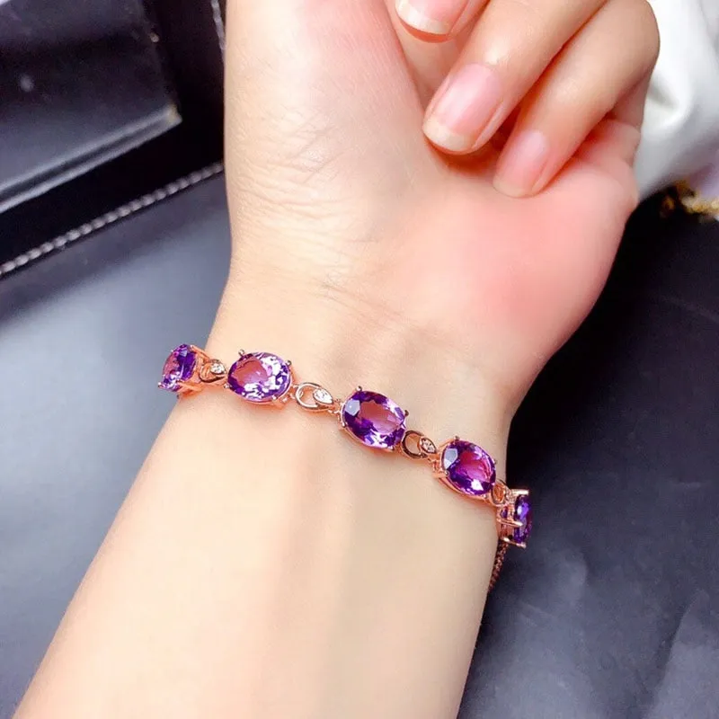 Charm Amethyst Purple Gemstone Bracelet For Women Jewelry