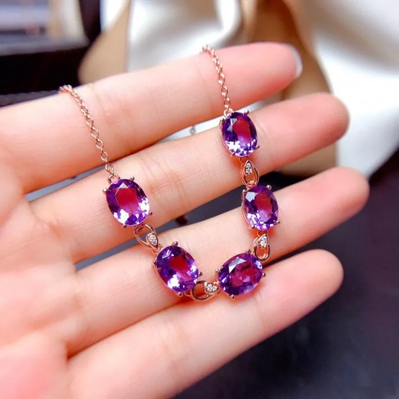 Charm Amethyst Purple Gemstone Bracelet For Women Jewelry