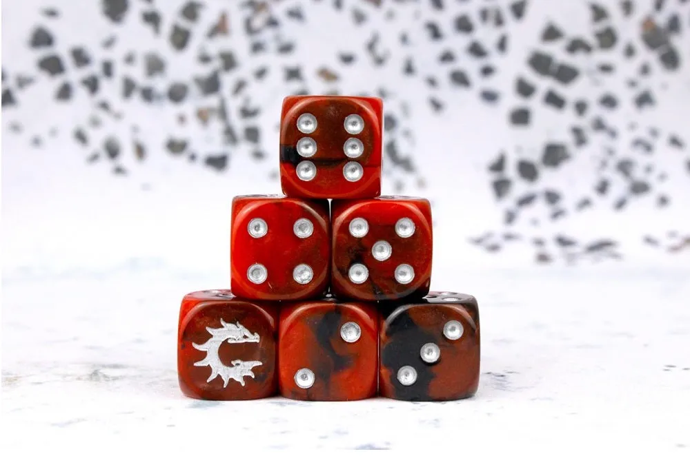 Conquest Dice: Conquest Logo: 25 Red and Black 16MM Six Sided Dice