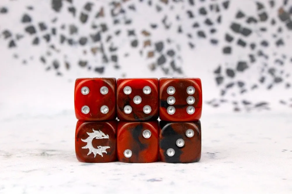 Conquest Dice: Conquest Logo: 25 Red and Black 16MM Six Sided Dice