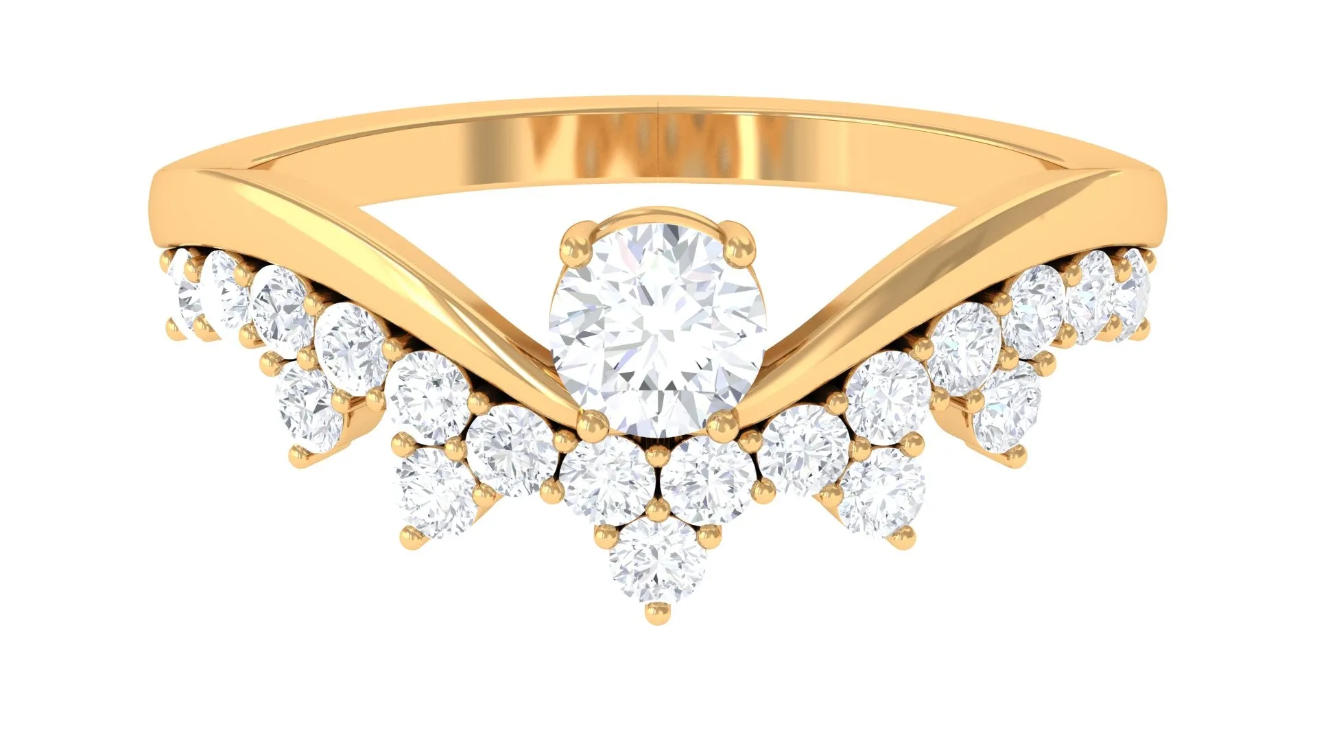 Designer Lab Grown Diamond Curved Engagement Ring