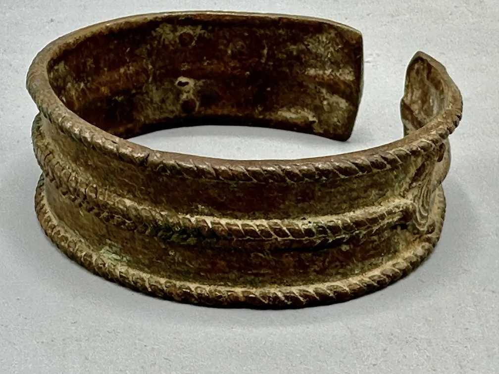 Dogon Vintage Wide Cast Brass Bracelet - Mali