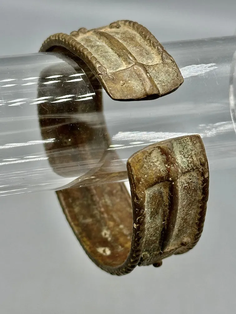Dogon Vintage Wide Cast Brass Bracelet - Mali
