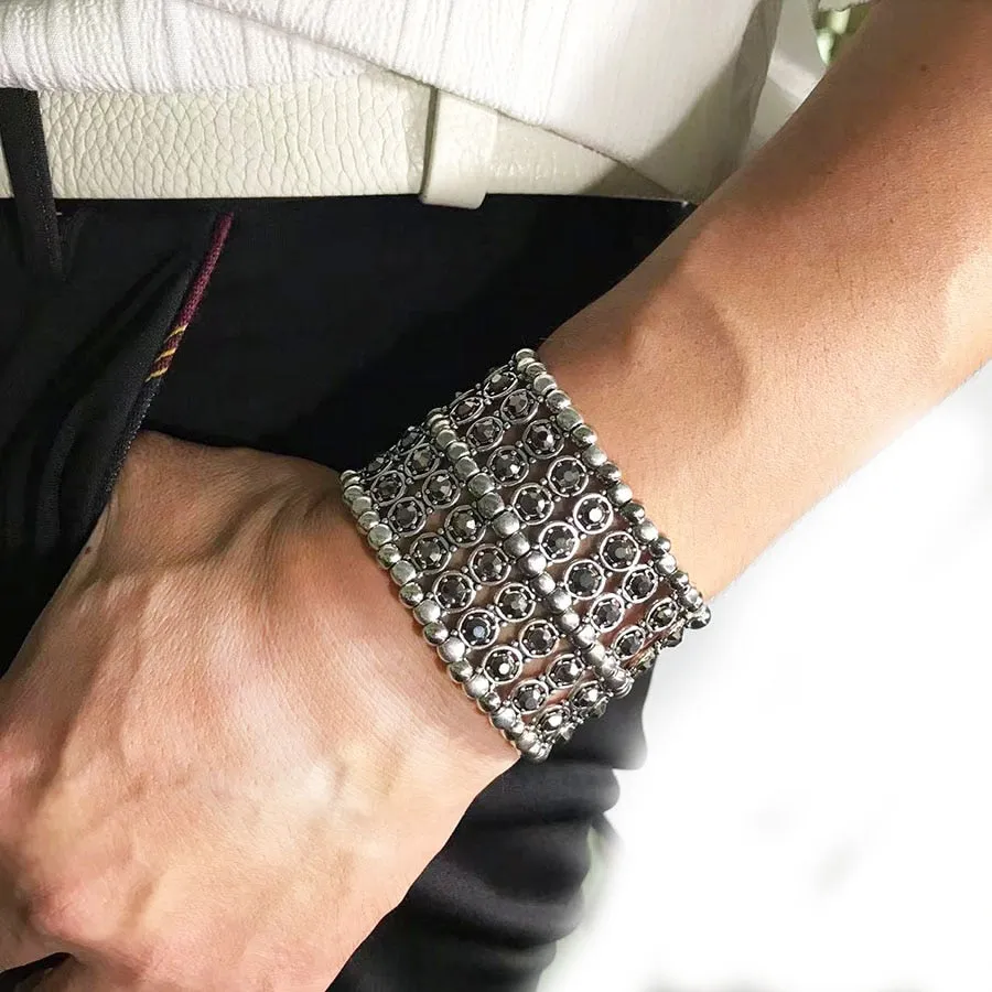fashion woman bracelet crystal diamond senior sense punk personality wide bracelet