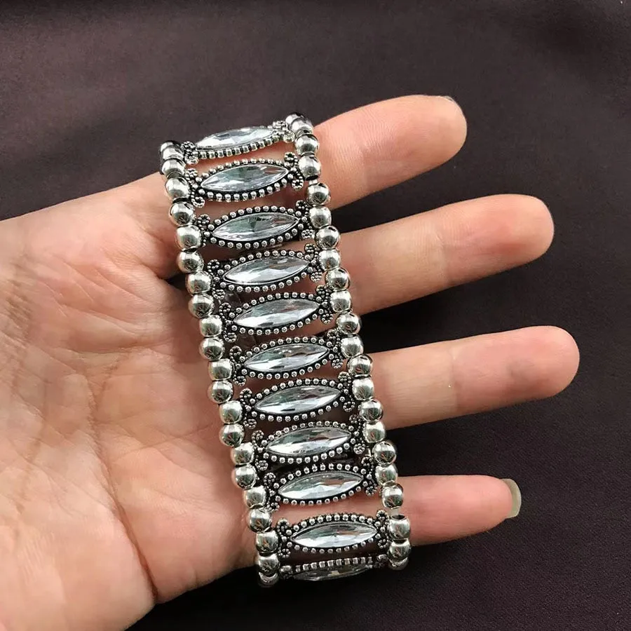 fashion woman bracelet crystal diamond senior sense punk personality wide bracelet