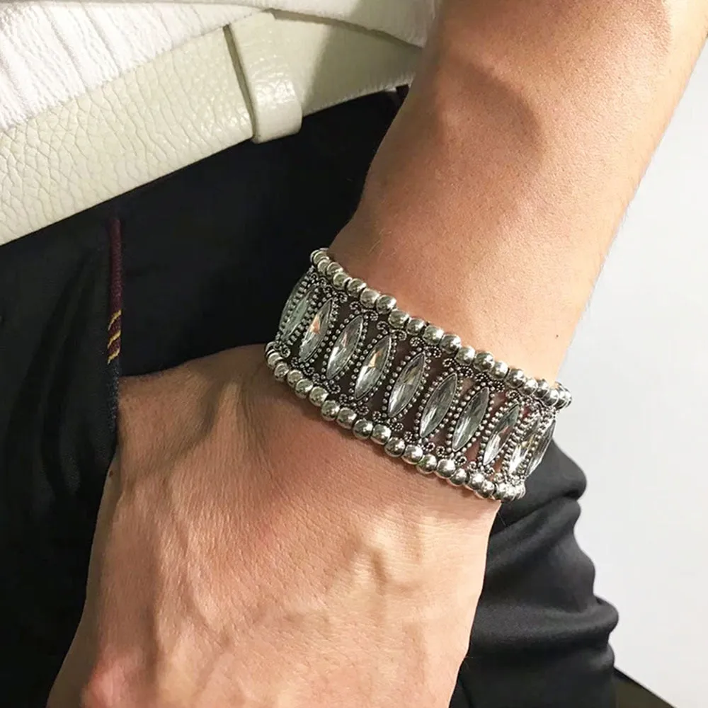 fashion woman bracelet crystal diamond senior sense punk personality wide bracelet