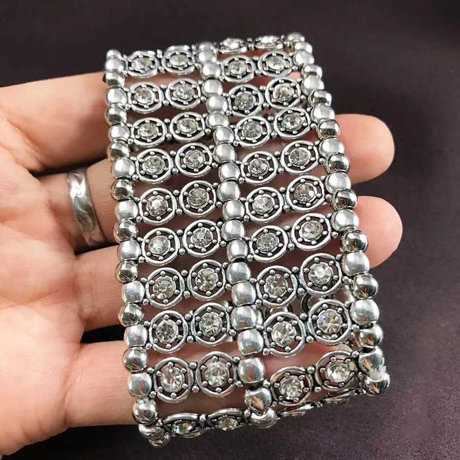 fashion woman bracelet crystal diamond senior sense punk personality wide bracelet