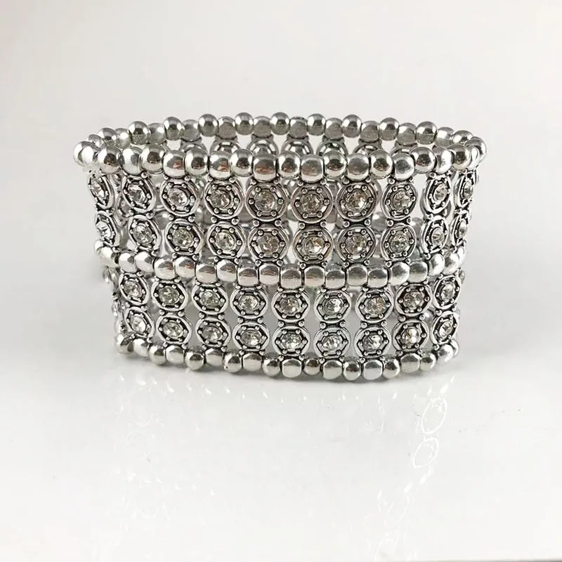 fashion woman bracelet crystal diamond senior sense punk personality wide bracelet