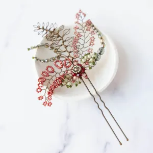 Fiorenza hair pin in reds and greens