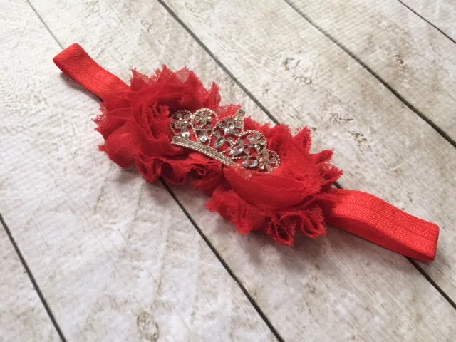 Girl Red Flower Princess Tiara Headband I The Enchanted Magnolia