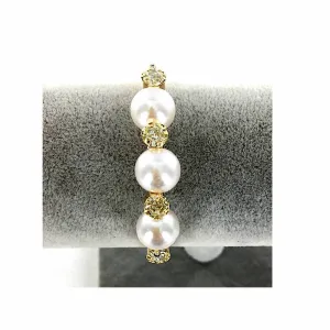 GYH11881 - Large Rhinestone Pearl Bracelet Cuff