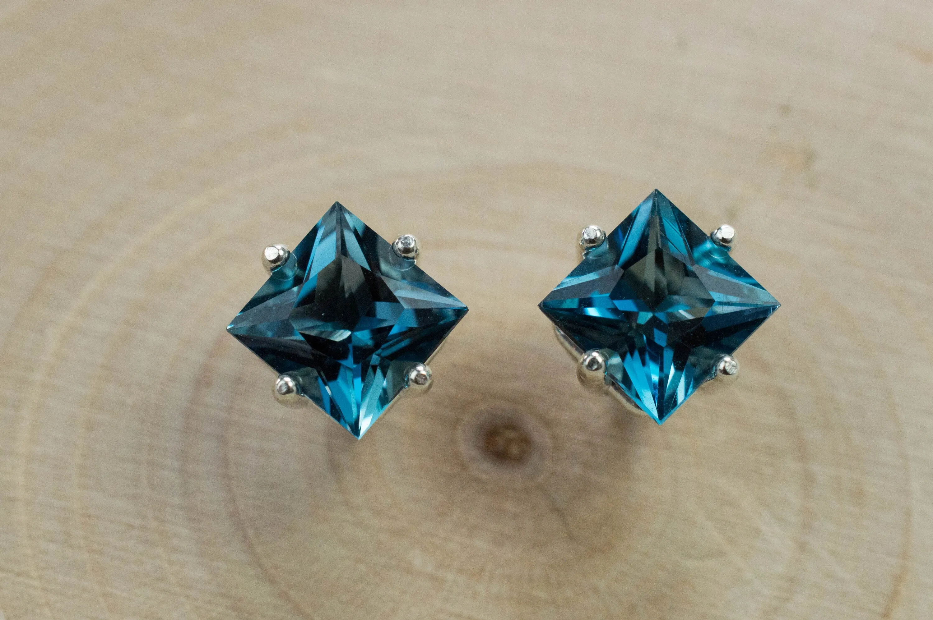 London Blue Topaz Earrings; Genuine Brazilian Topaz; 2.715cts