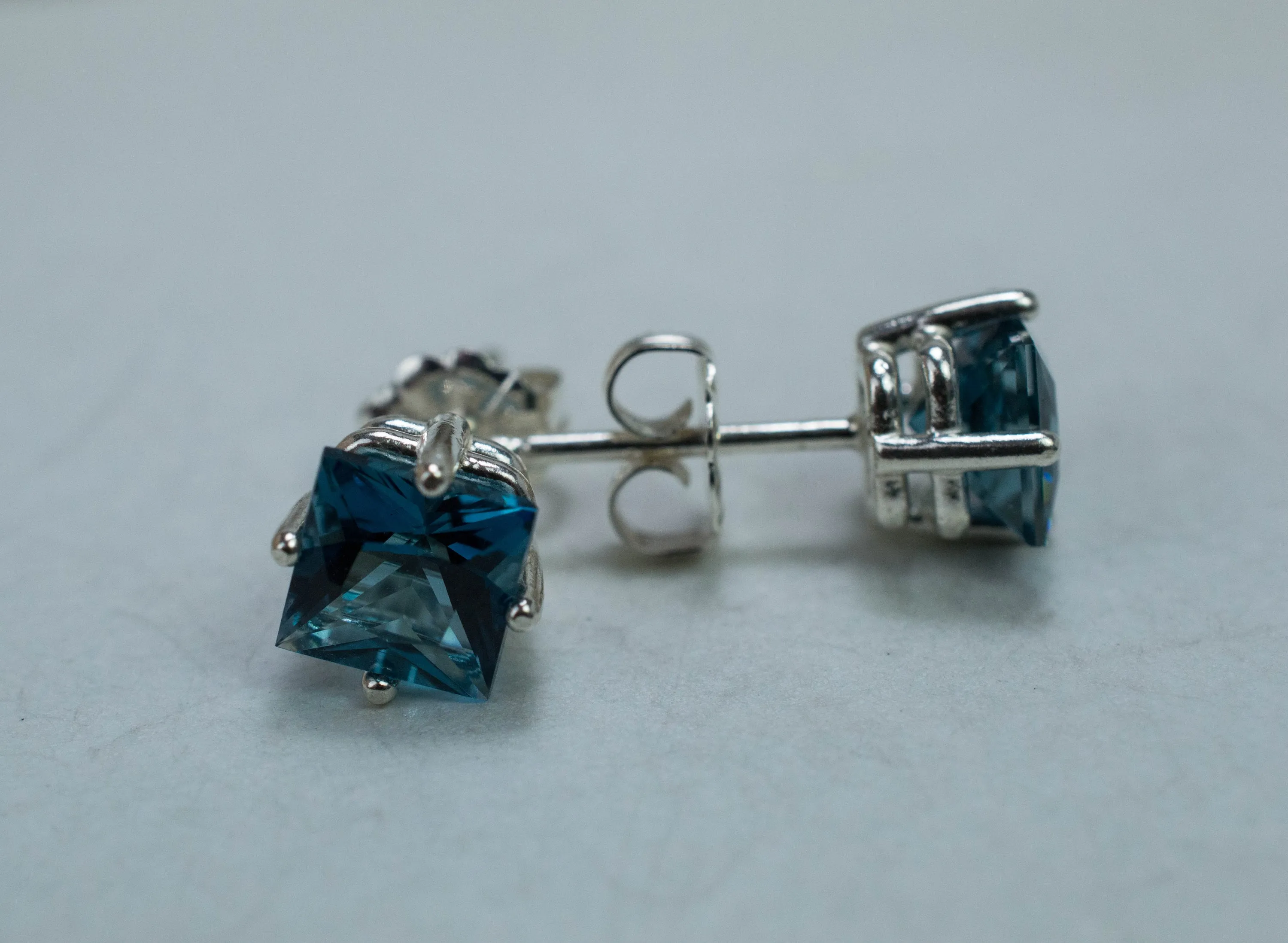London Blue Topaz Earrings; Genuine Brazilian Topaz; 2.715cts