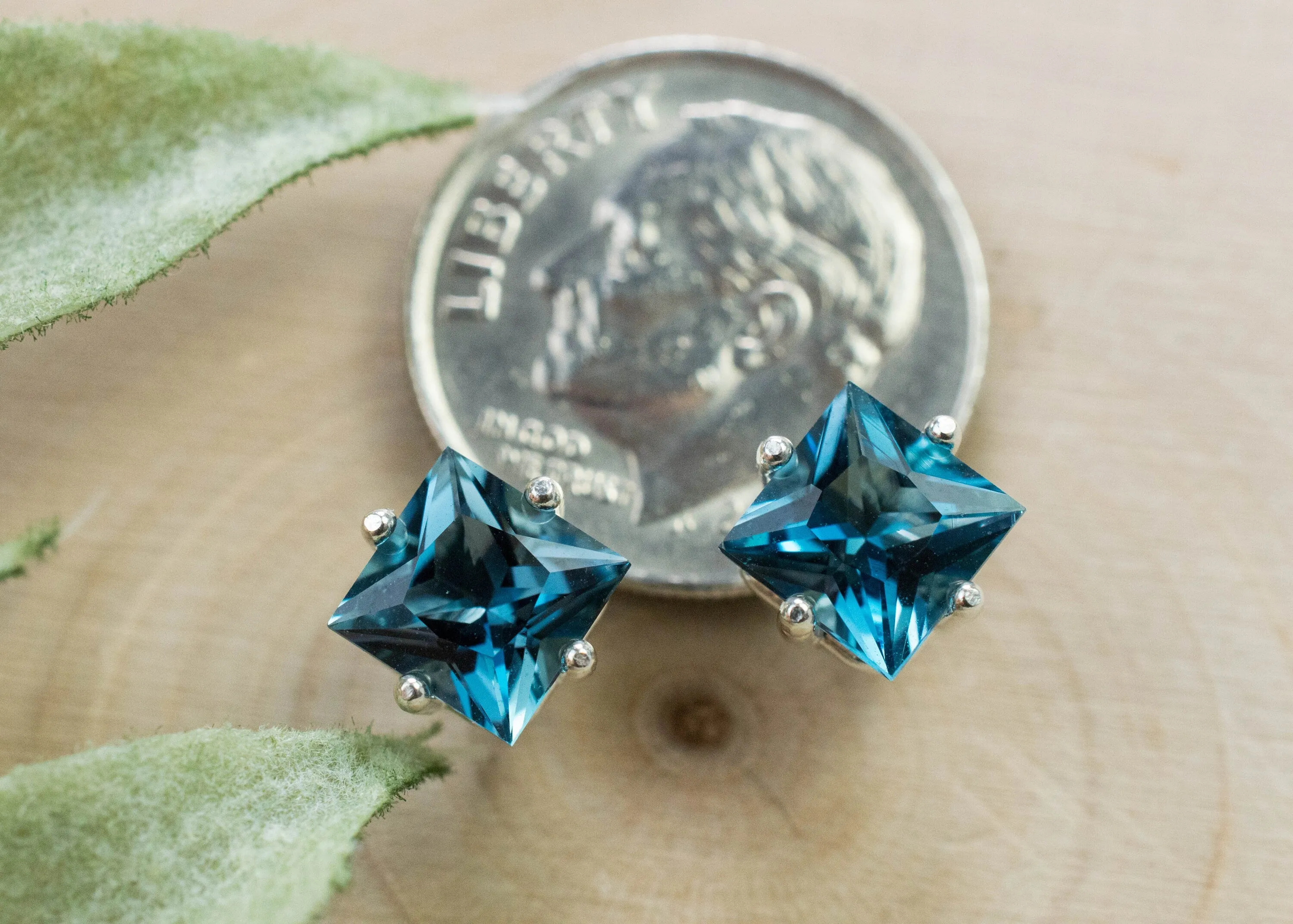 London Blue Topaz Earrings; Genuine Brazilian Topaz; 2.715cts