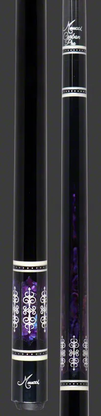 Meucci 21st Century 3 Black - Purple Pearl - Black Wrap Pool Cue with Carbon Shaft -2103BKPUBKC