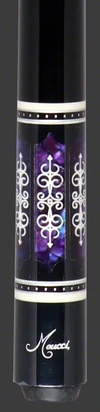 Meucci 21st Century 3 Black - Purple Pearl - Black Wrap Pool Cue with Carbon Shaft -2103BKPUBKC