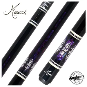 Meucci 21st Century 3 Black - Purple Pearl - Black Wrap Pool Cue with Carbon Shaft -2103BKPUBKC