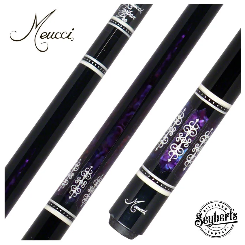 Meucci 21st Century 3 Black - Purple Pearl - Black Wrap Pool Cue with Carbon Shaft -2103BKPUBKC