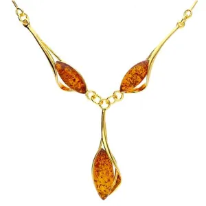 MILENA Elegant Amber Necklace Gold Plated