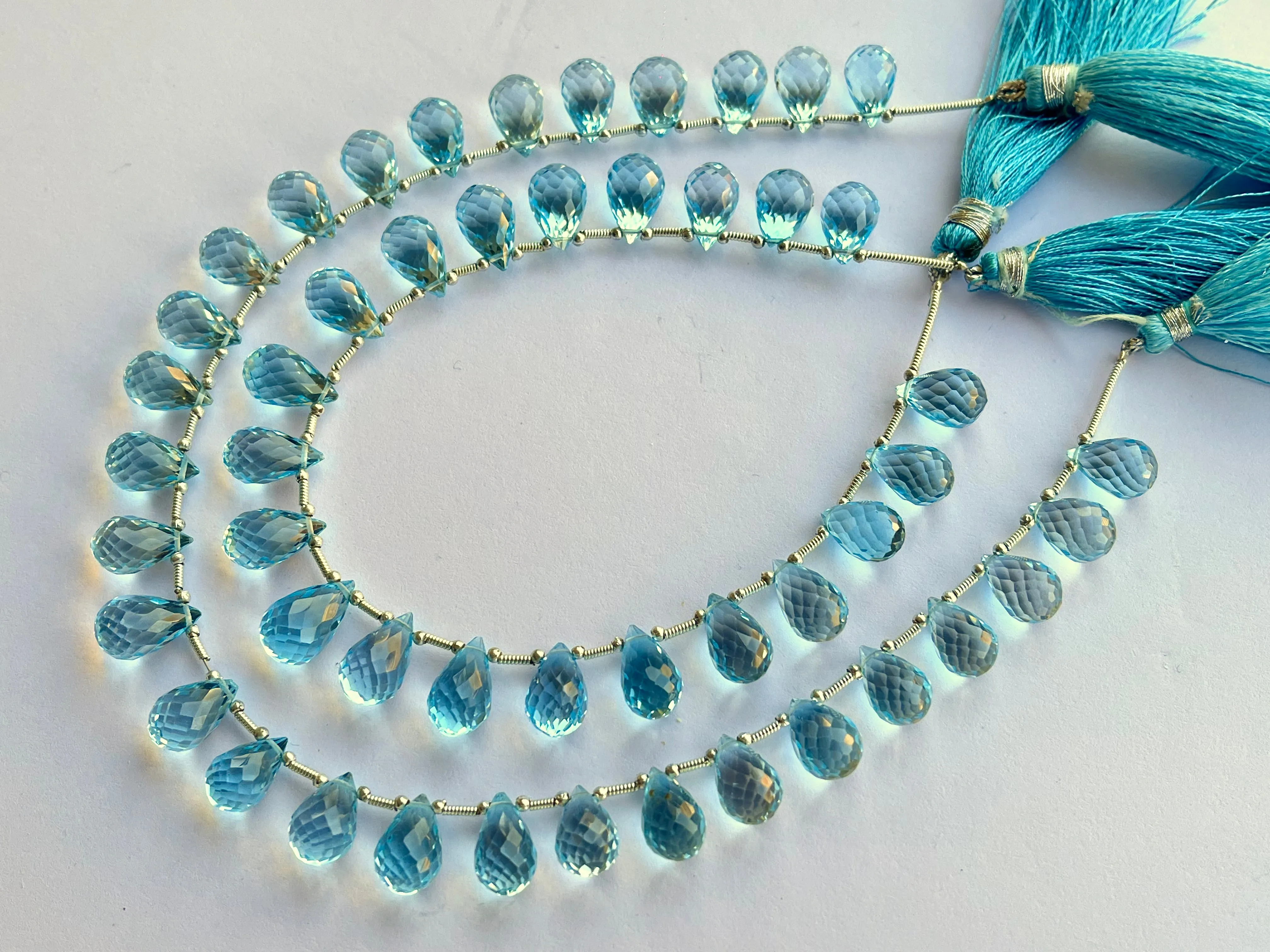 Natural Blue Topaz Faceted Drops
