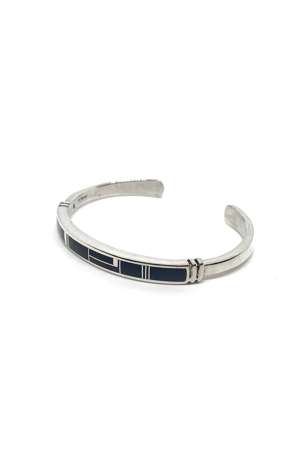 Navajo Onyx Inlay Sterling Silver Cuff