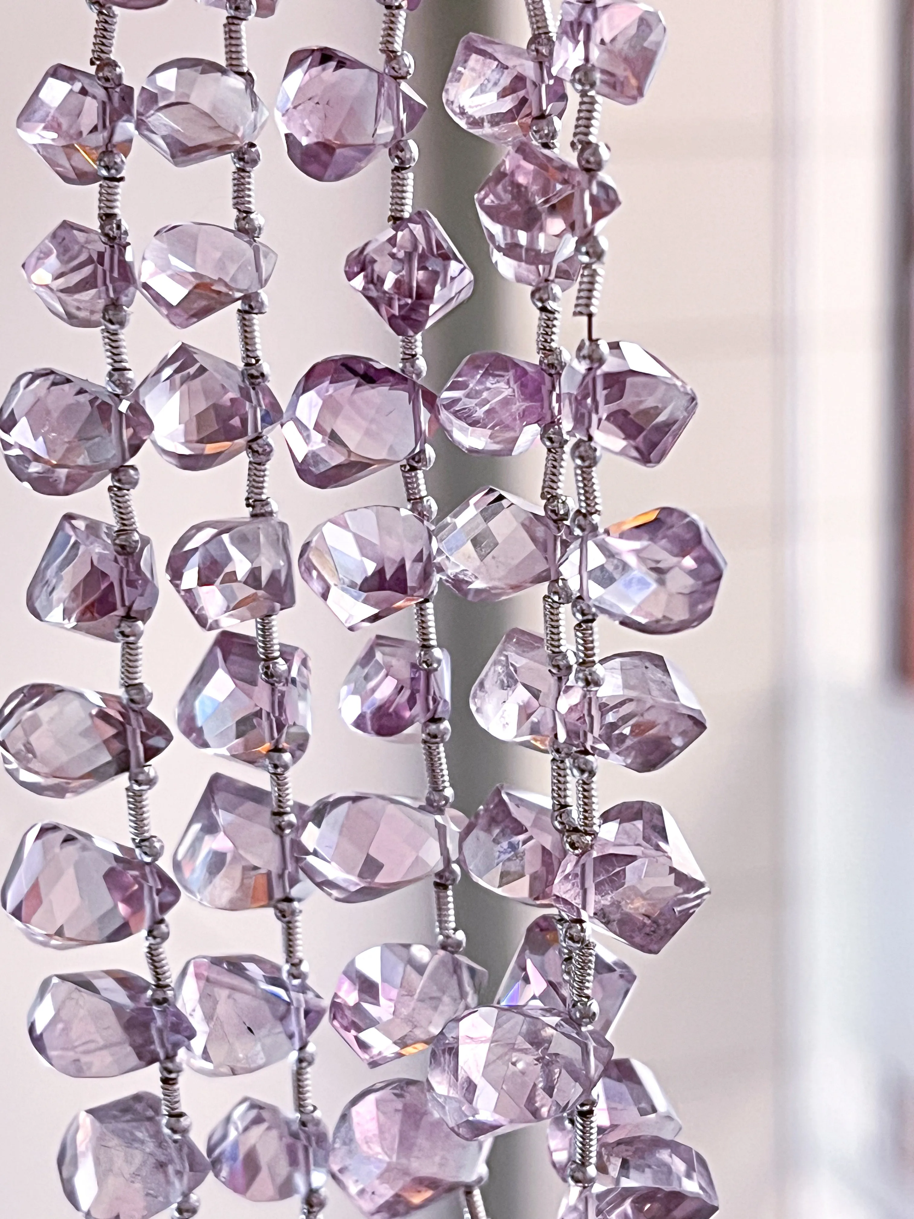 Pink Amethyst twisted shape faceted drops