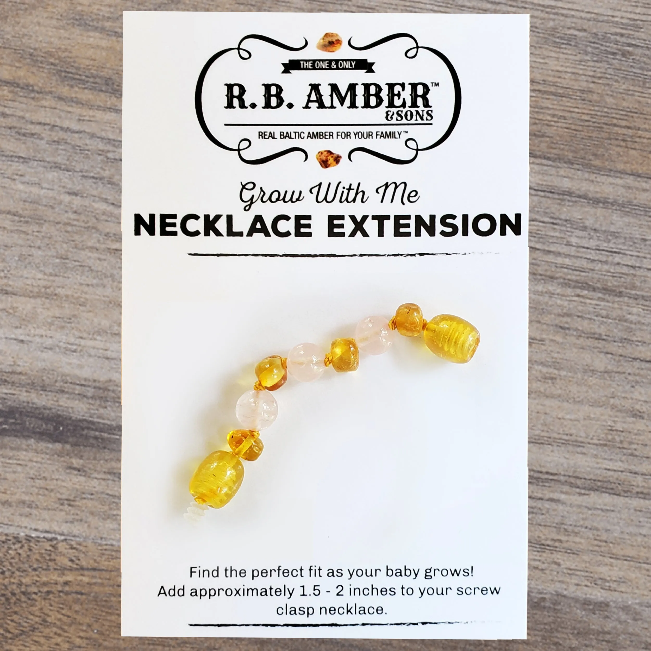 Rose Quartz   Honey Baltic Amber Jewelry Extender