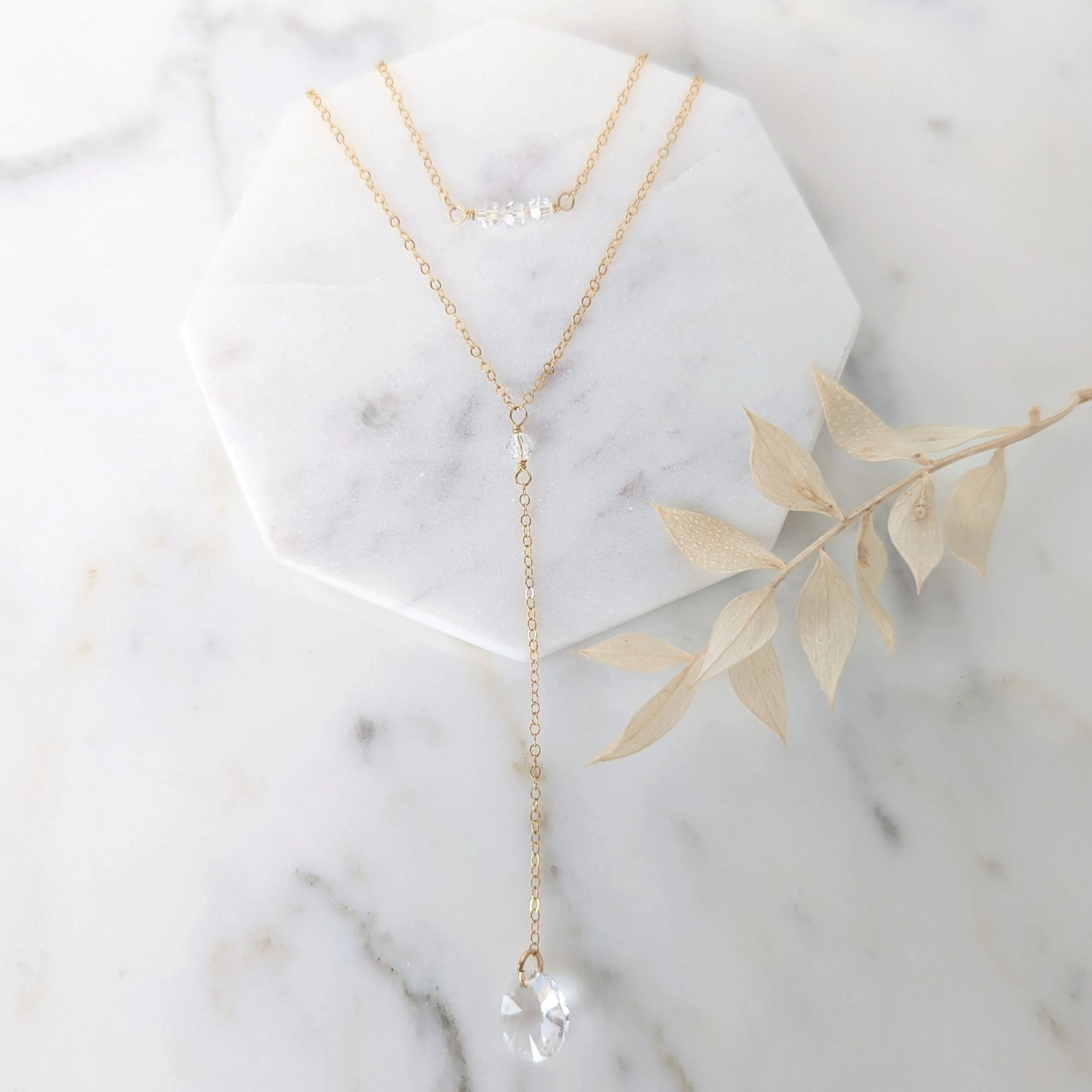 ROWAN Crystal Y Drop Necklace