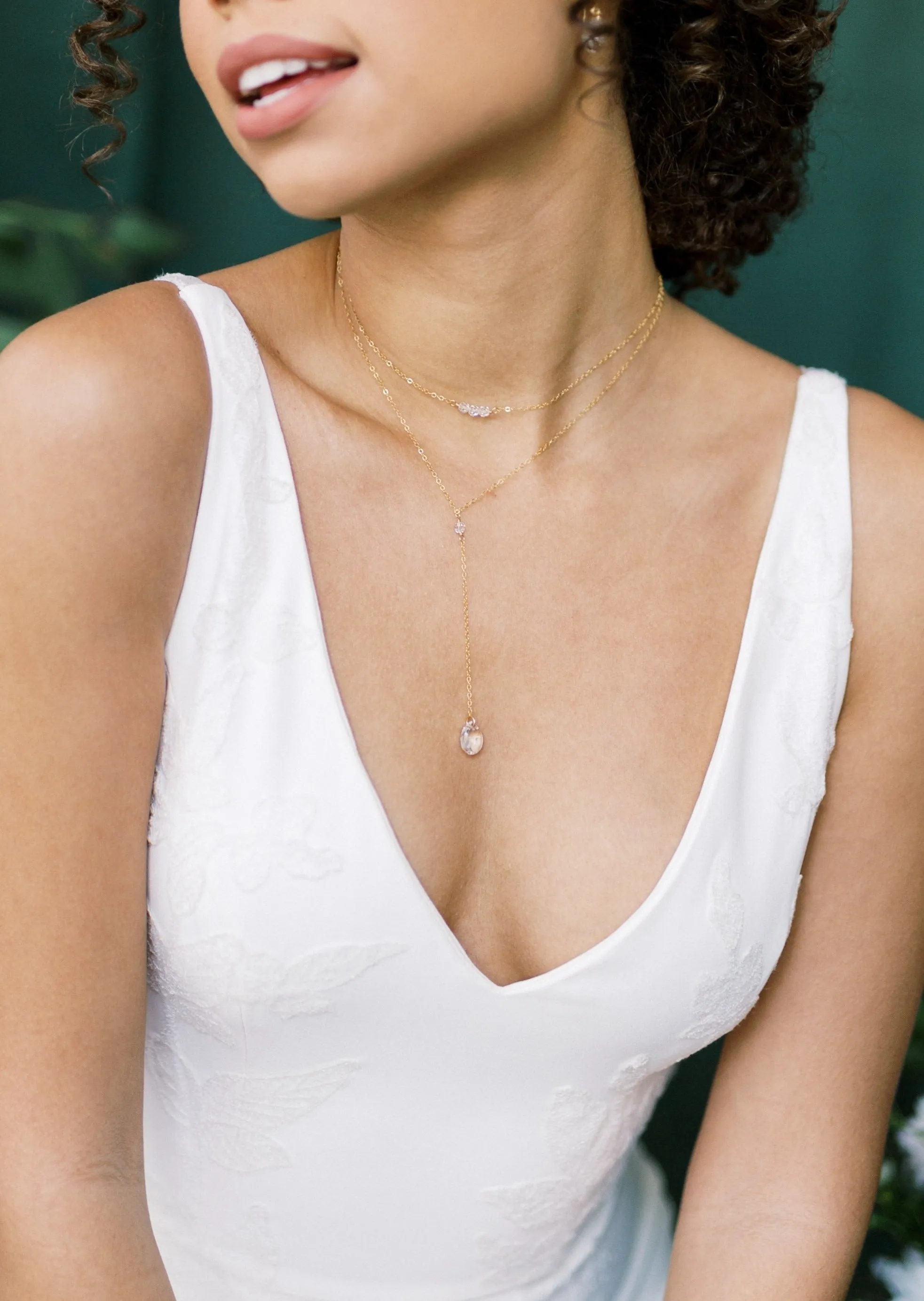 ROWAN Crystal Y Drop Necklace