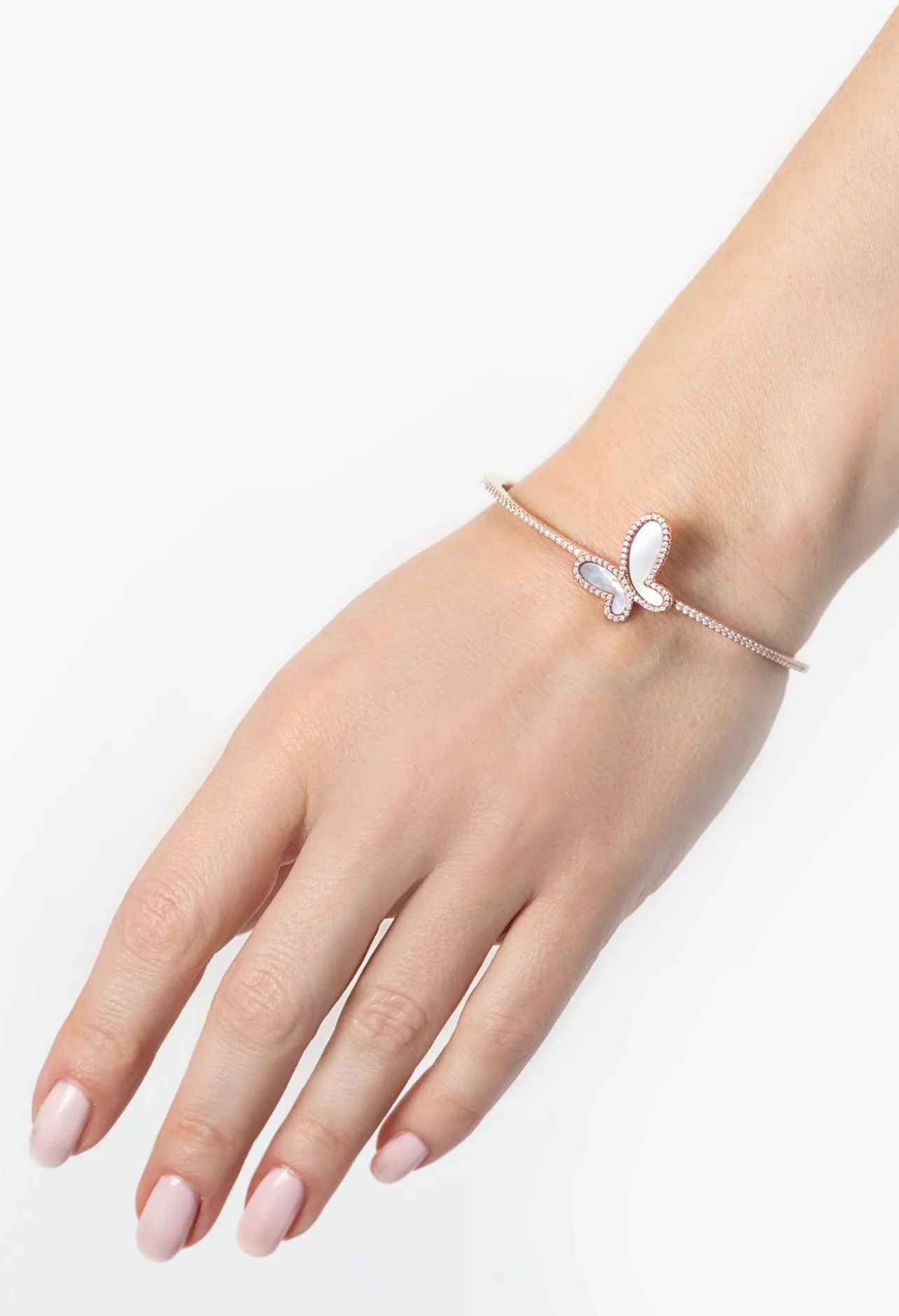 Silver Bracelet with mother of pearl butterfly