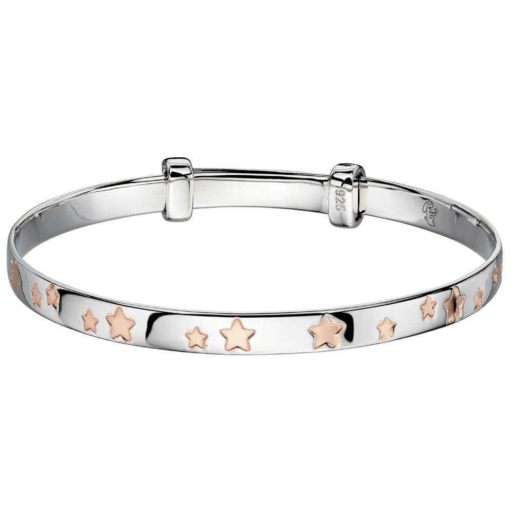 Silver Rose Star Baby Bangle