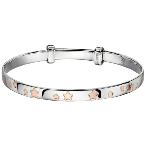 Silver Rose Star Baby Bangle