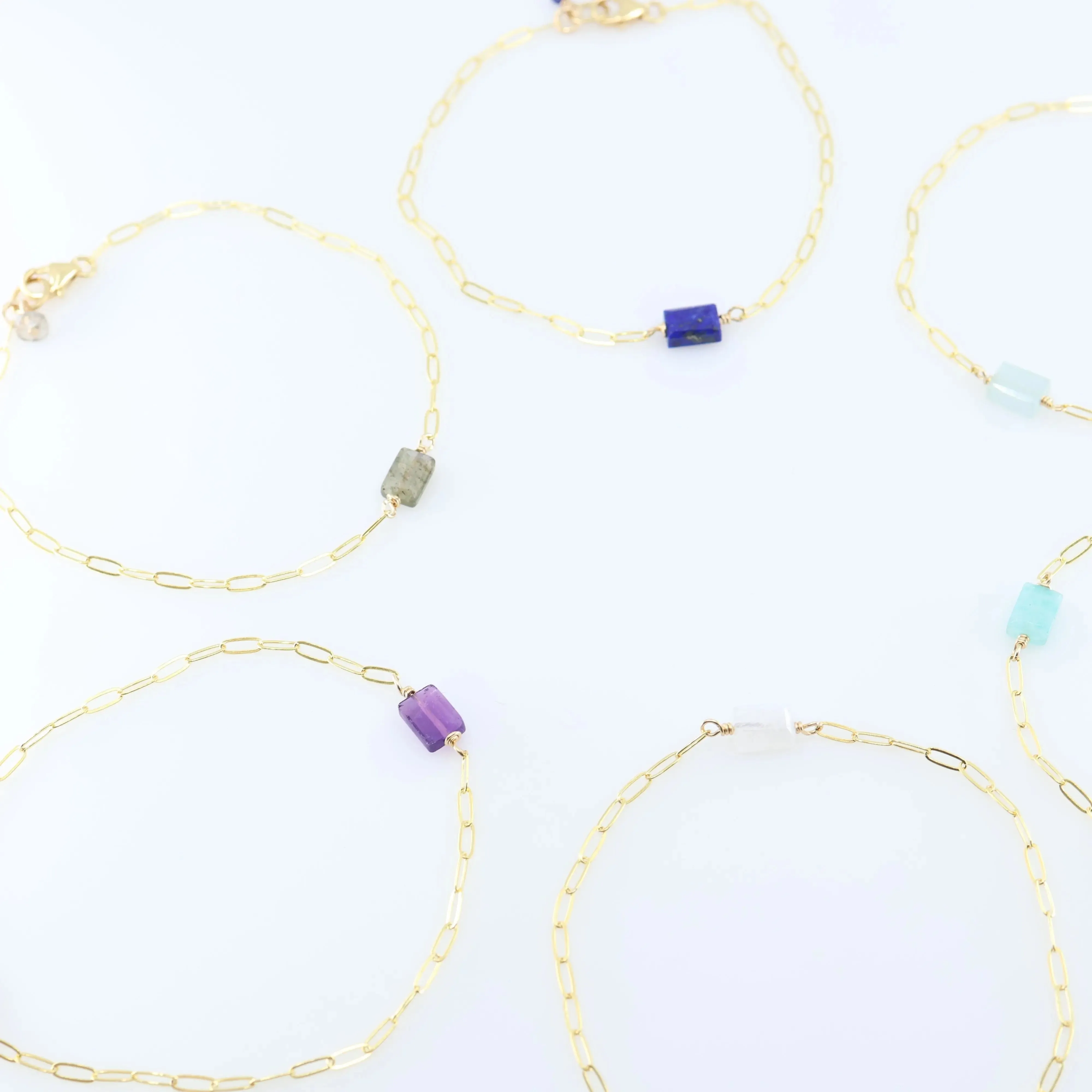 Single Rectangle Cut Gemstone Bracelet