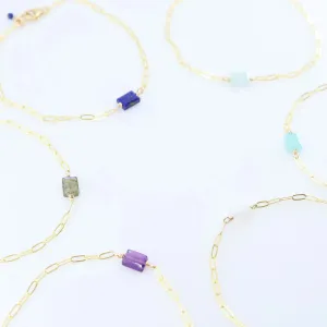 Single Rectangle Cut Gemstone Bracelet