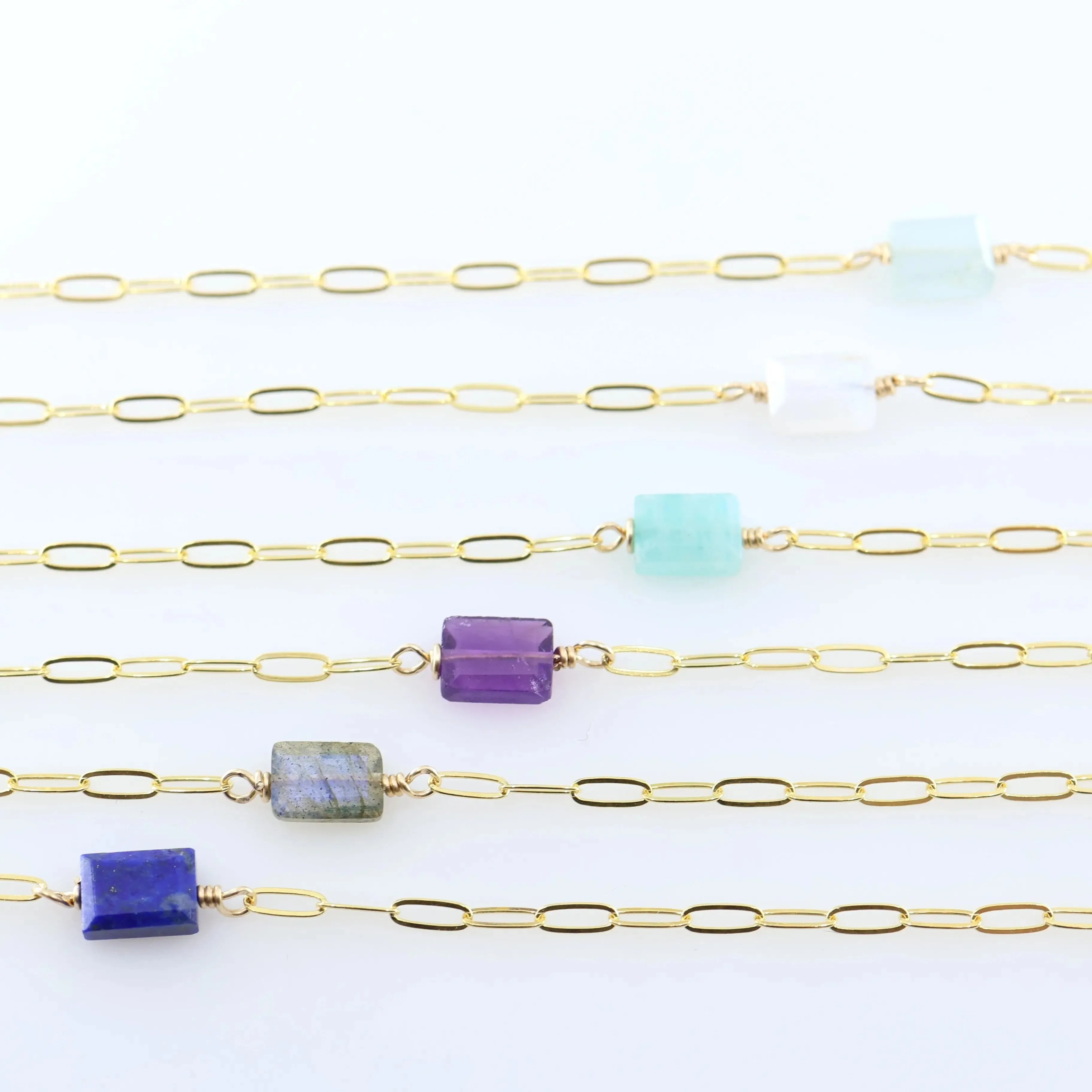 Single Rectangle Cut Gemstone Bracelet