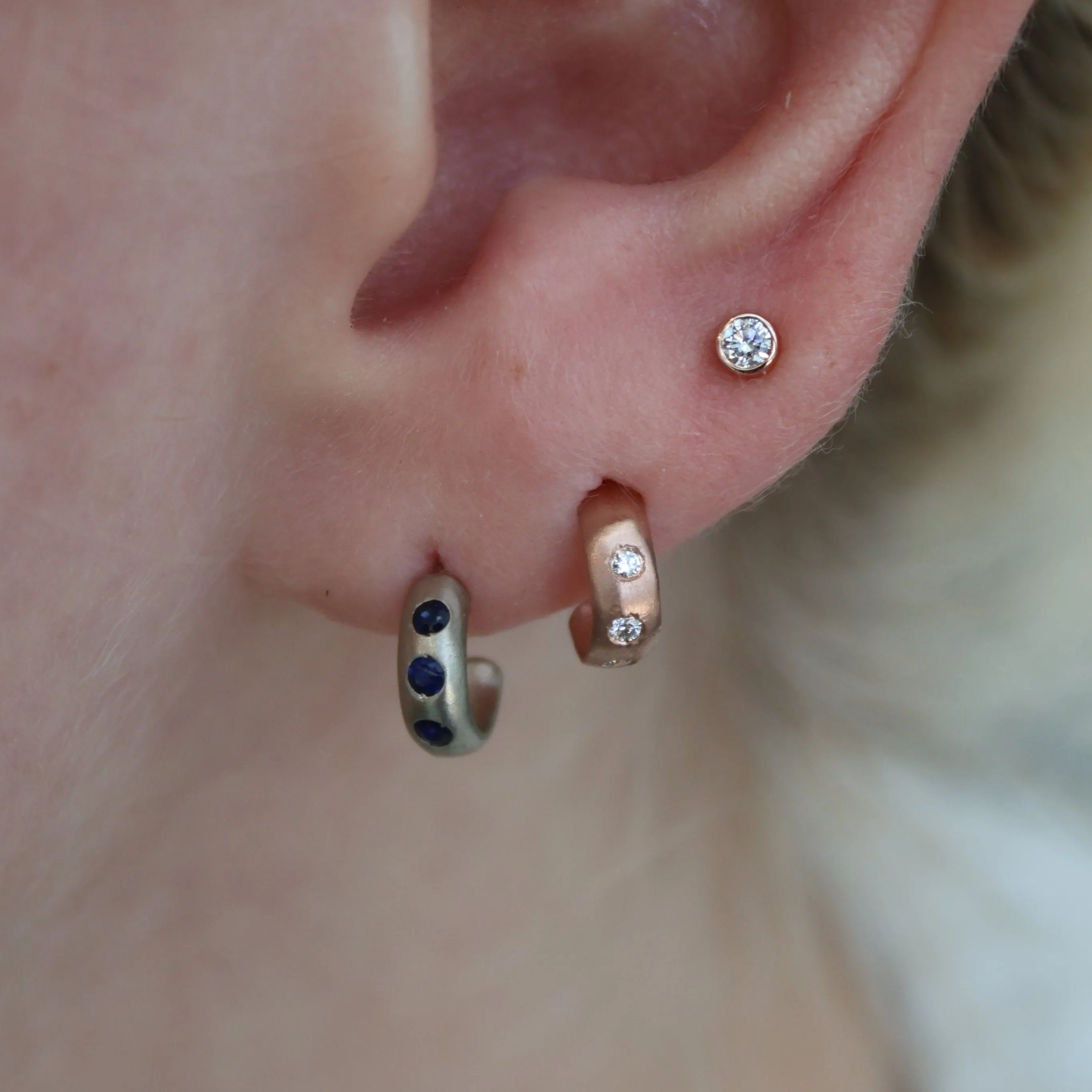Small Diamond Rose Gold Hoop