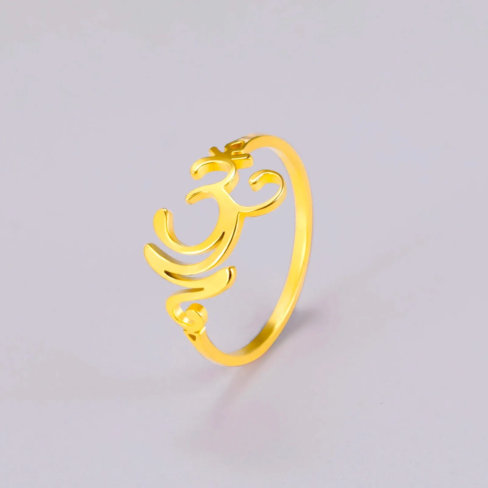Stainless Steel Om Aum Symbol Ring - Yoga Jewelry for Men & Women