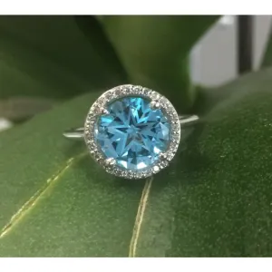 Texas Star Cut Blue Topaz Halo Ring at Regard Jewelry in Austin, TX