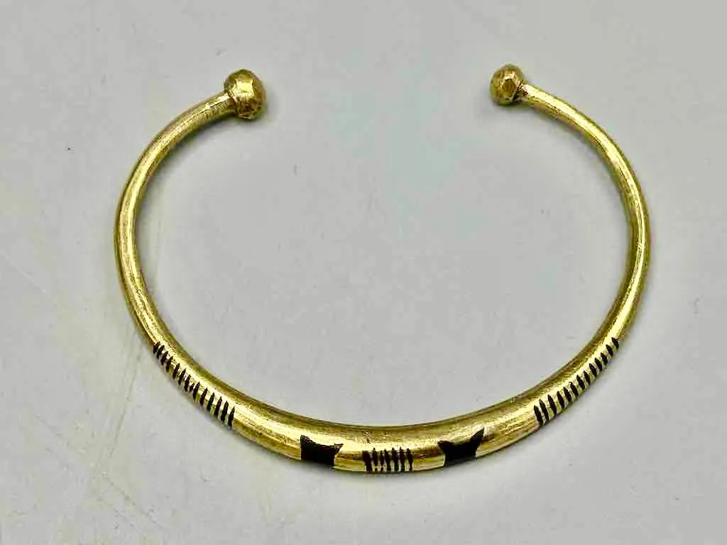 Tuareg Double Star Multiple Stripe Inlay Brass Bracelet